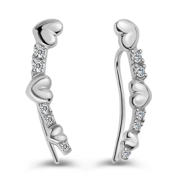 Серьги женские с фианитами серебро 925 пробы 585GOLD
