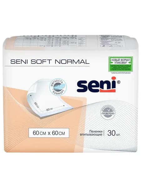 Пеленки впитывающие одноразовые Seni Soft Normal 60 x 60 см, 30 шт