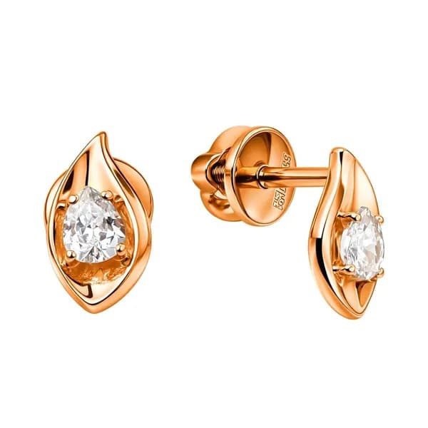 Серьги женские с фианитами из красного золота 375 пробы 585GOLD