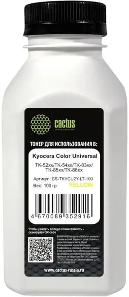 Тонер для принтера Kyocera Color Universal, CACTUS желтый флакон 100гр. (CS-TKYCU2Y-LT-100)