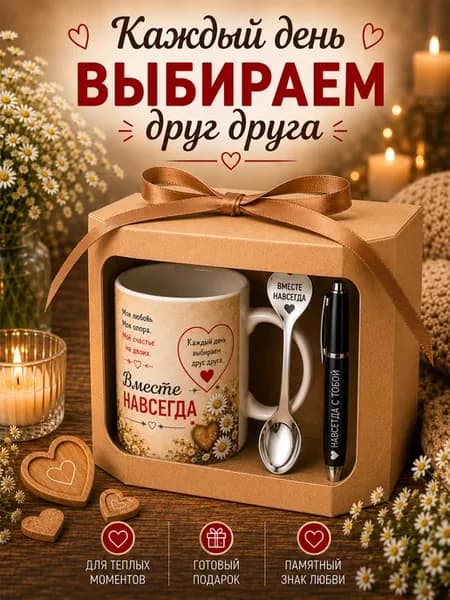 Подарочный набор для любимого человека кружка ложка ручка
