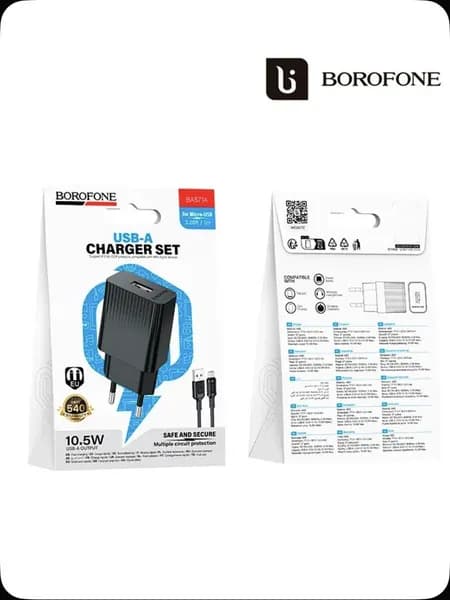Блок питания Barofone для зарядки смартфона 10,5W для IOS,Android порт USB-A Black