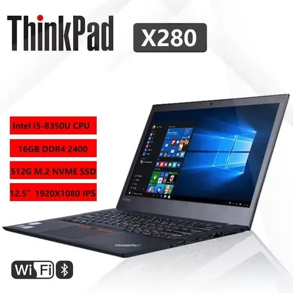 Lenovo 12.5" ThinKPad X280 Ноутбук 12.5", Intel Core i5-8350U, RAM 16 ГБ, SSD 512 ГБ, Intel HD Graphics 620, Windows Pro, (12.5" ThinKPad X280), черный матовый, Английская раскладка