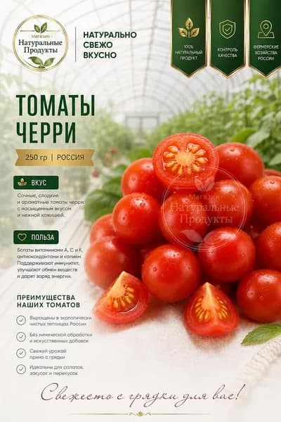 Томаты Черри красные, 250 г, РФ сладкие, сочные, для салатов и закусок