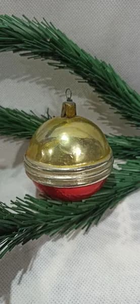 Елочная игрушка Шар подвесная винтажная, стекло, СССР