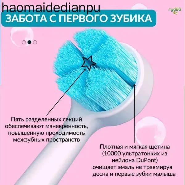 Ультра мягкая детская зубная щетка для чистки зубов и полости рта для детей 0+ (10000 щетинок), тедди Грин