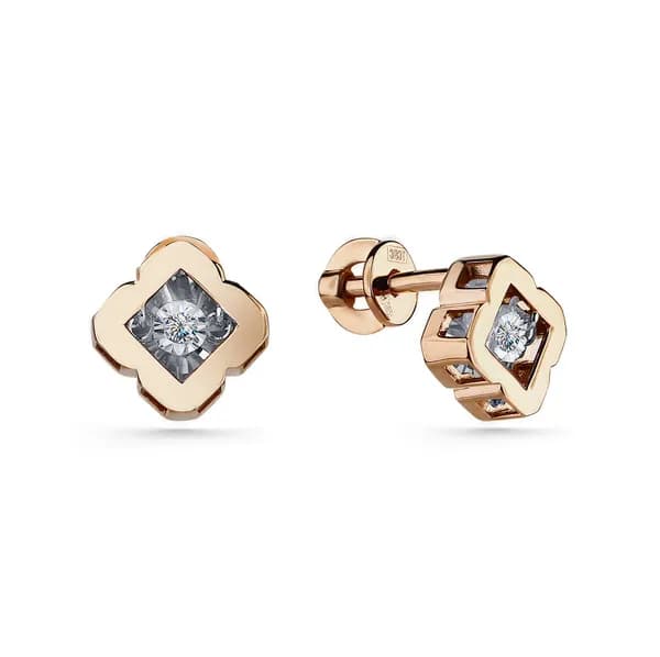 Золотые серьги DIAMANT-ONLINE с танцующим бриллиантом 585 пробы