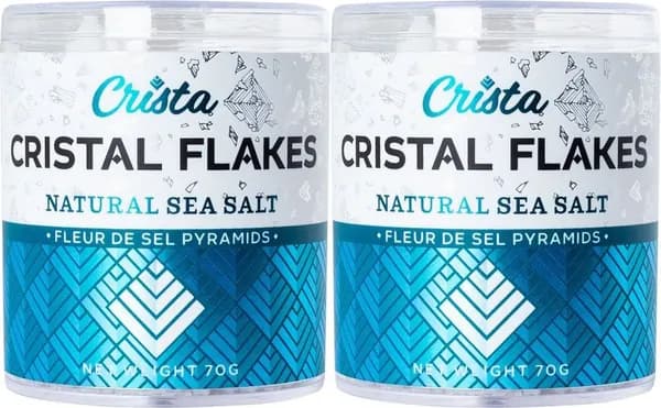 Соль морская Crista Fleur de Sel Flakes натуральная белая крупного помола, комплект: 2 упаковки по 70 г