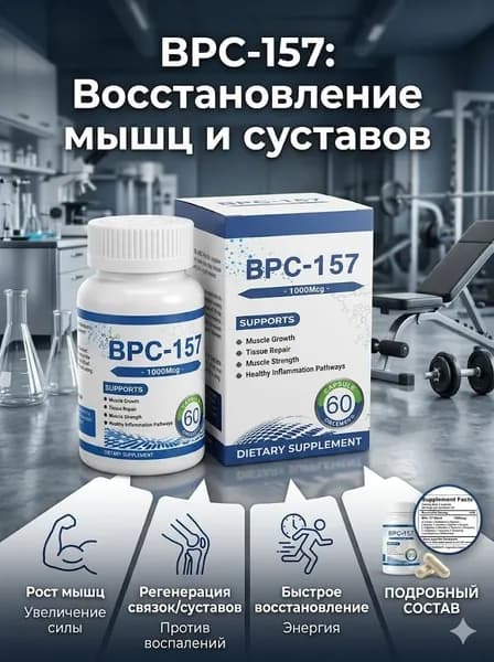 BPC-157 Пептид для восстановления суставов и связок капсулы ускоренная регенерация ЖКТ защита печени спорт ,4 бутылки, 240 штук