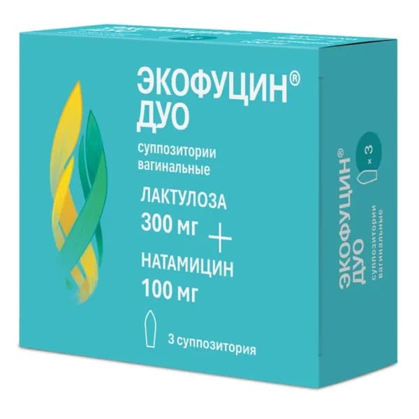 Экофуцин Дуо, суппозитории вагинальные 300+100 мг, 3 шт.