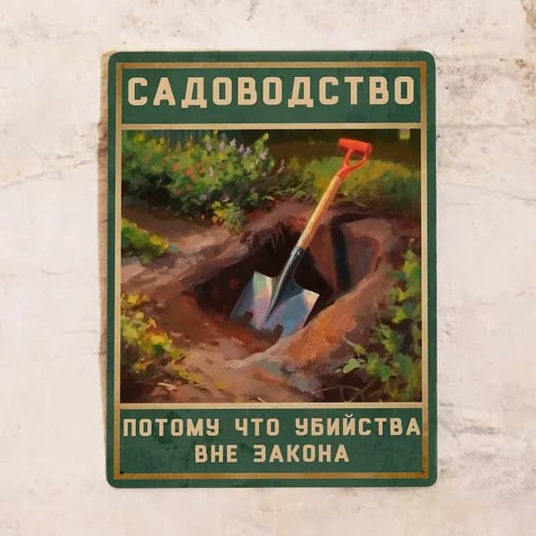 Прикольная табличка для дачи Садоводство, металл, 20х30 см.