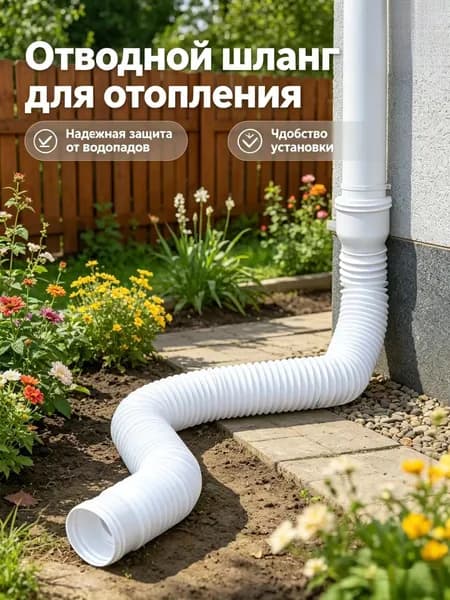 Гибкий гофрированный удлинитель водостока 90/110 мм, разборный шланг до 1.5 м с поворотными фитингами, универсальная дренажная труба