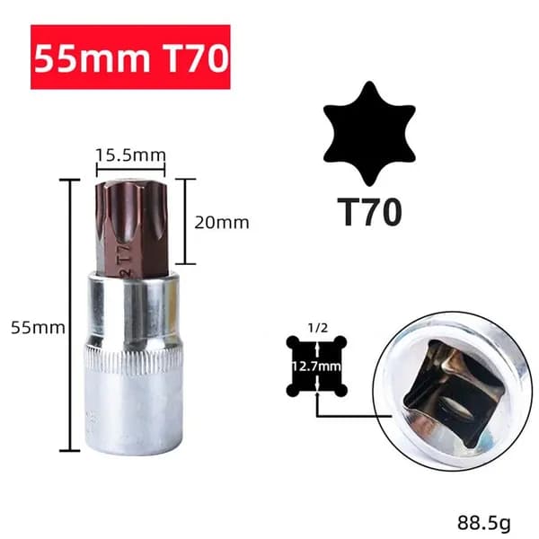 1 шт. для T20-T70 для бит отвертки с головкой Torx для торцевых головок Torx 1/2-дюймовые торцевые ключи