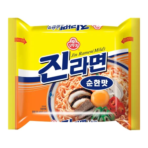 Лапша Ottogi Jin Ramen Mild (умеренно-острая), 120гр