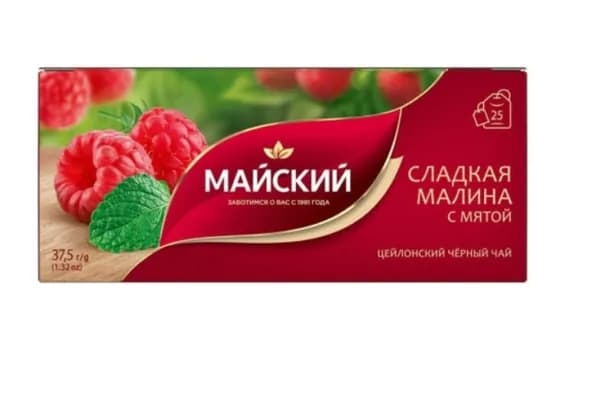 Майский Чай Сладкая малина с мятой, 25пакетиков, 37,5гр