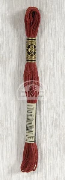 Мулине DMC (Франция), артикул 117, 100% хлопок, цвет 3777 Темный терракот, 1шт (пасма).