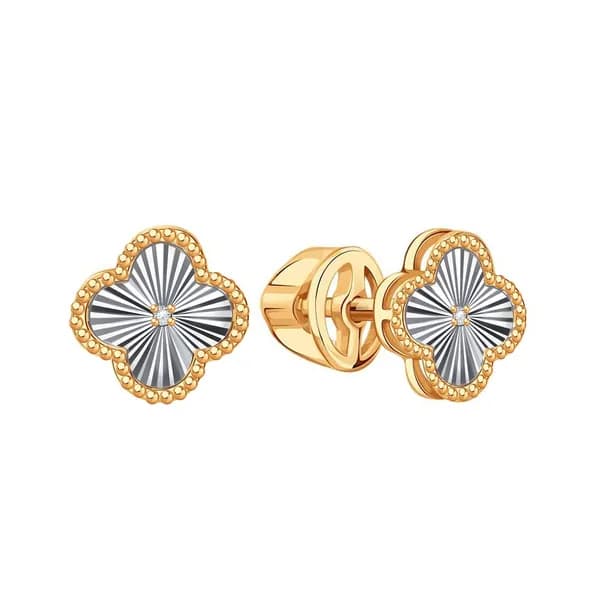 Золотые серьги DIAMANT-ONLINE с бриллиантом 585 пробы