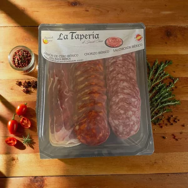 Ассорти ИБЕРИКО нарезка: Хамон. Чоризо, Сальчичон, La Taperia, 150 гр.