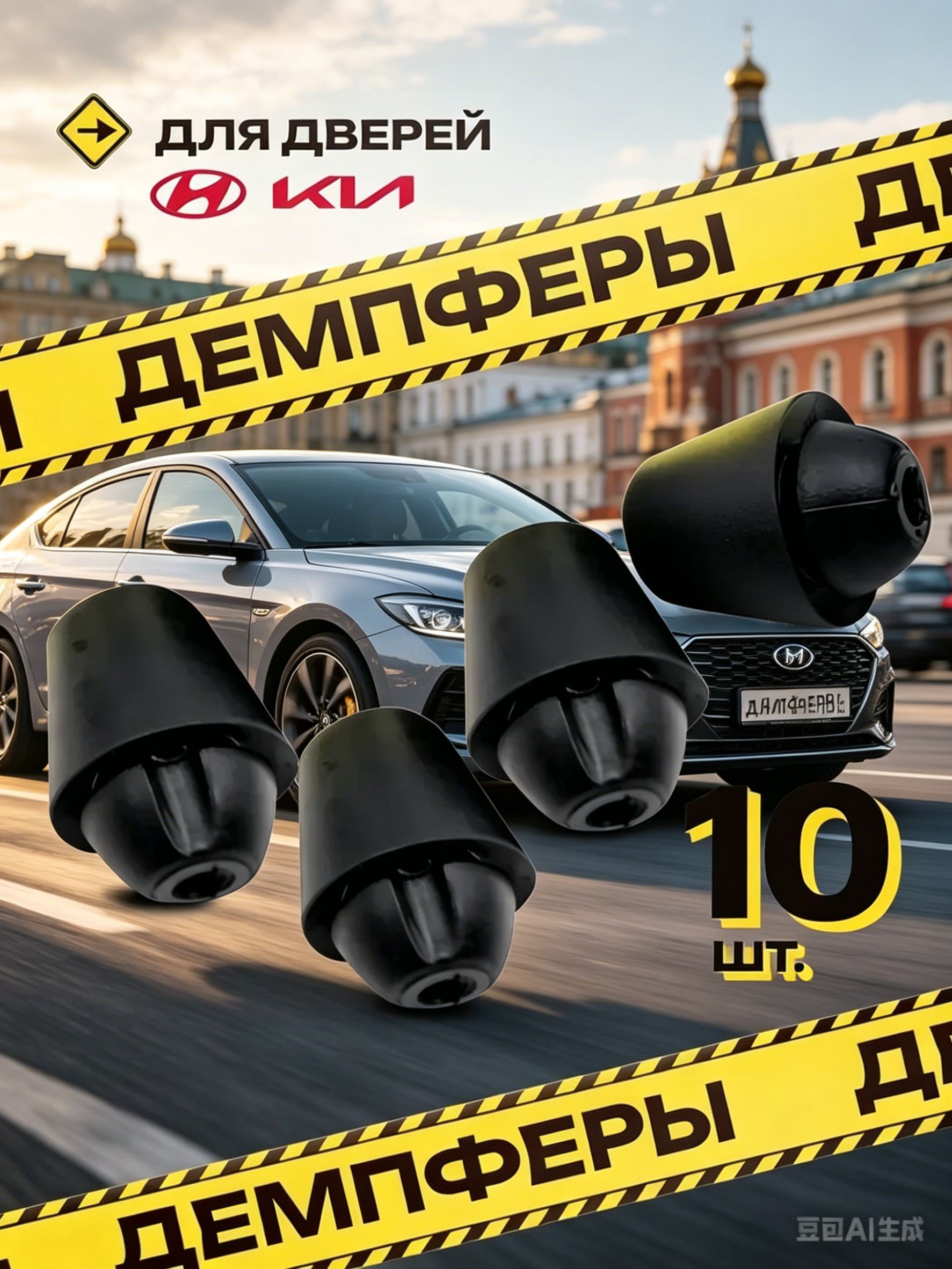 Отбойник для двери автомобилей Hyundai / Kia - 10 шт, Демпфер / амортизатор для дверей резиновый автомобильный