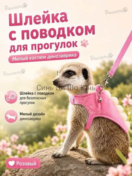 Шлейка с поводком для хорька и мелких животных, регулируемый костюм динозавр для прогулок, одежда для крыс, морских свинок и кроликов