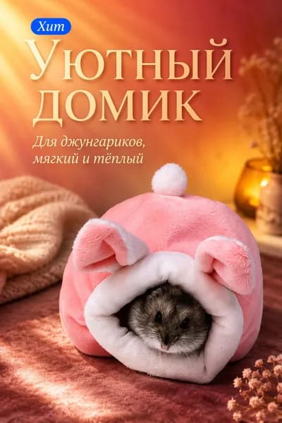 Домик для джунгарского хомяка, мягкий плюшевый домик-норка, розовый, для мелких грызунов, с матрасиком, для дома