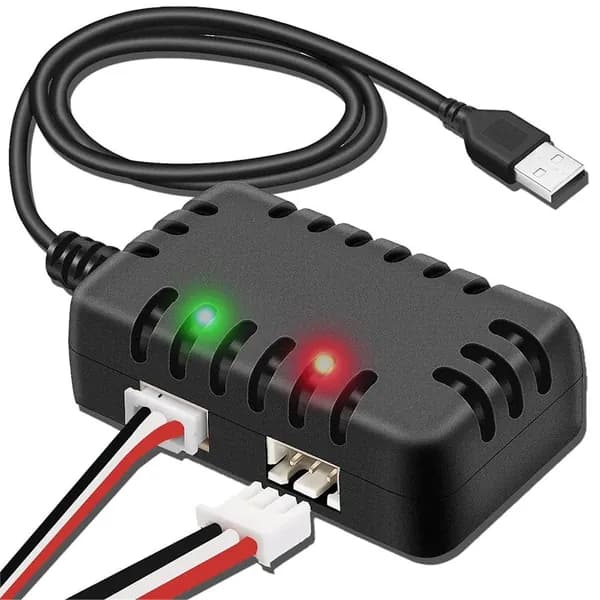 Зарядное устройство 7,4 В LiPo с USB-портом, 2-в-1, для аккумуляторов 2S радиоуправляемых автомобилей.