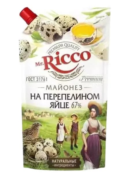 Майонез Mr.Ricco На перепелиных яйцах 67% 375 г