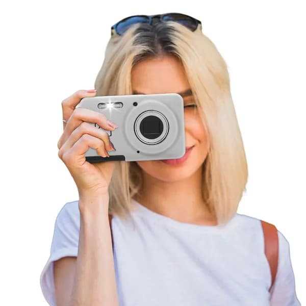 Силиконовый противоударный чехол для KODAK PIXPRO FZ55, серый, с ручкой