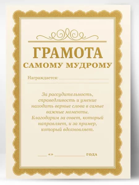 Грамота диплом в подарок - Самому мудрому