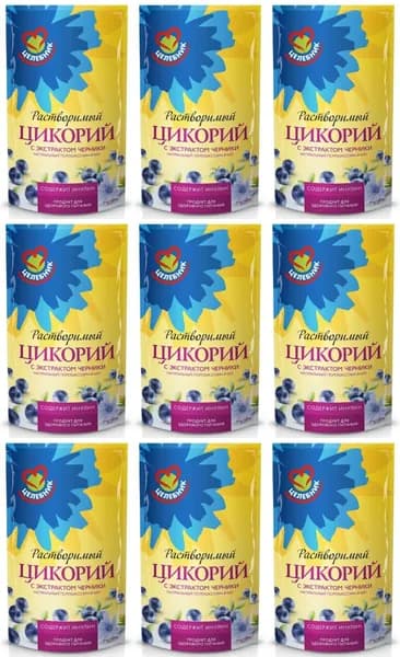 Славкофе Цикорий растворимый Целебник, с экстрактом черники, 85 г, 9 шт
