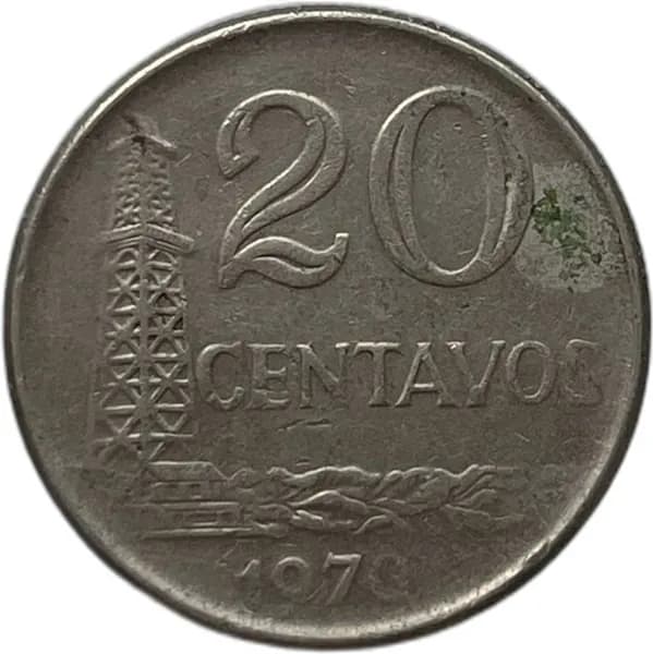 Монета Бразилия 20 сентаво 1970