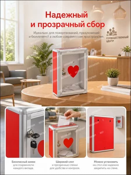 Ящик для анкет, пожертвований , голосования, 285х215х105