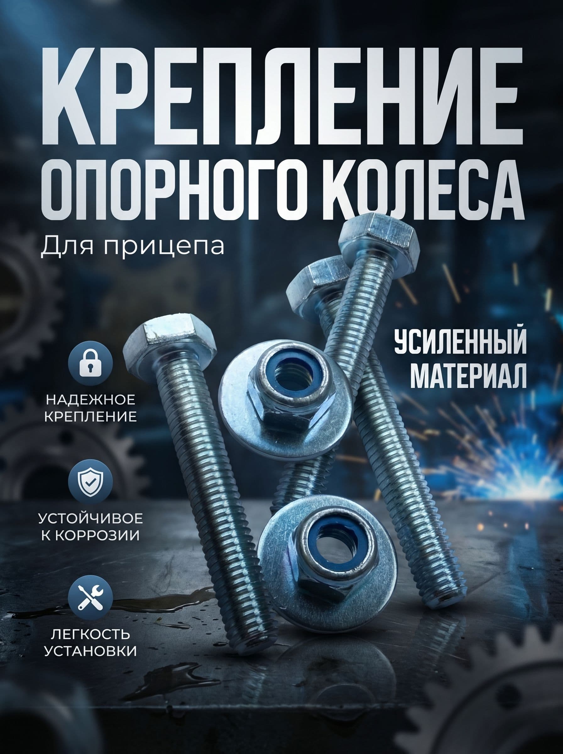 Крепление опорного колеса для прицепа