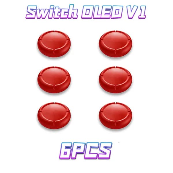 Силиконовые накладки на стики для Nintendo Switch OLED V1, комплект из 6 штук, улучшают управляемость и долговечность.