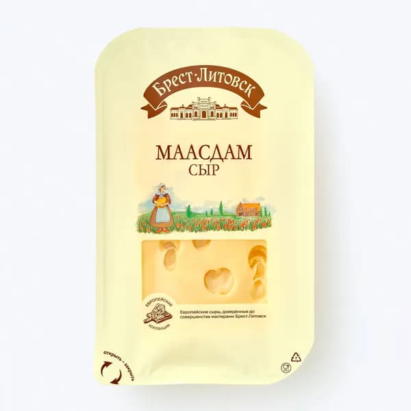 Сыр Маасдам 130 г, Брест-Литовск, нарезка