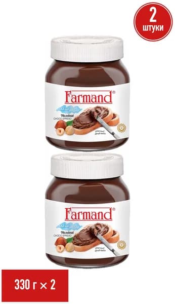 Паста Farmand ореховая с добавлением какао 330 г, набор: 2 штуки