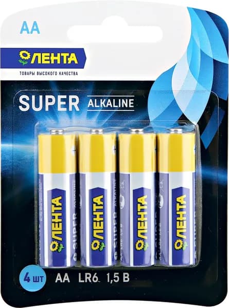 Элементы питания ЛЕНТА алкалин АА 4шт ALR604 (Китай)