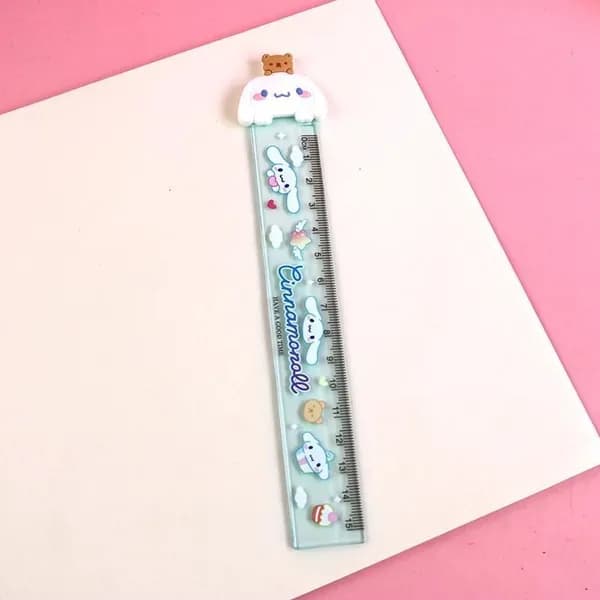1 штука, аниме-линейка Sanrio с милым рисунком "Cinnamoroll" (Синнаморолл), мультяшная офисная школьная линейка, подарок для студентов