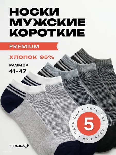 Носки мужские Носки ТROE качество с душой мужские, 5 пар, 5 пар
