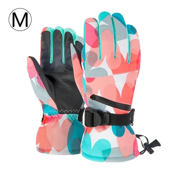 Мужские и женские зимние теплые и водонепроницаемые лыжные перчатки-оранжевый-M
