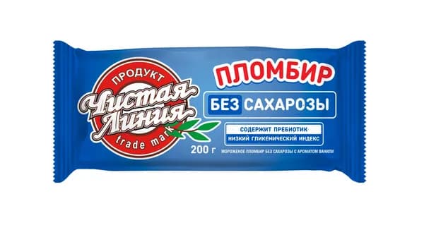 Мороженое пломбир ванильный 200 г, Чистая линия, без сахара