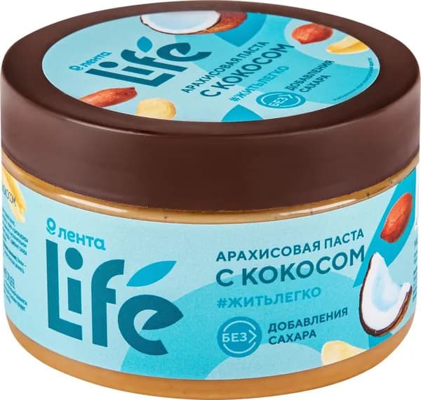 Паста арахисовая ЛЕНТА LIFE с кокосом, 250г x 5 упаковок