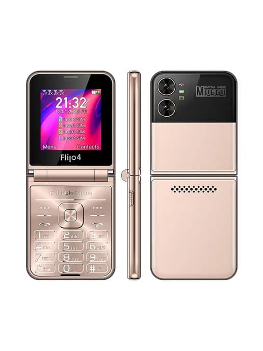 Складной телефон Fuliq4 Rose Gold, 4 SIM, 1400 мАч