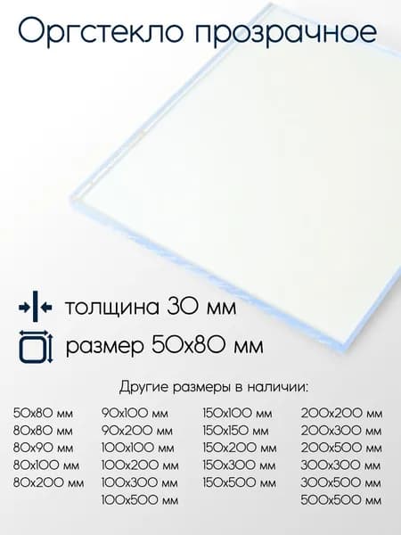 Оргстекло литое лист 30x50x80 мм