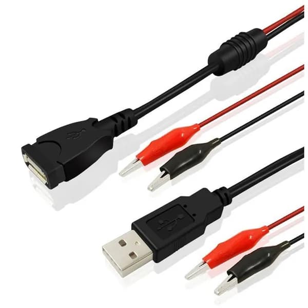 2 шт USB-зажимы типа крокодил , провод штекер/гнездо к USB-тестеру, детектор, измеритель напряжения постоянного тока, амперметр, мощности, мощность