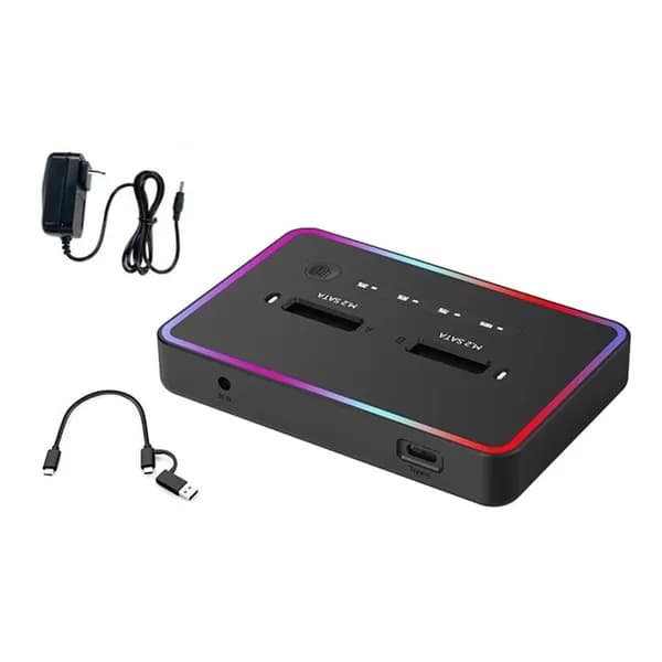 Внешний корпус M.2 NVMe USB 3.1 RGB, вилка европейского стандарта - Поддержка двойного sata