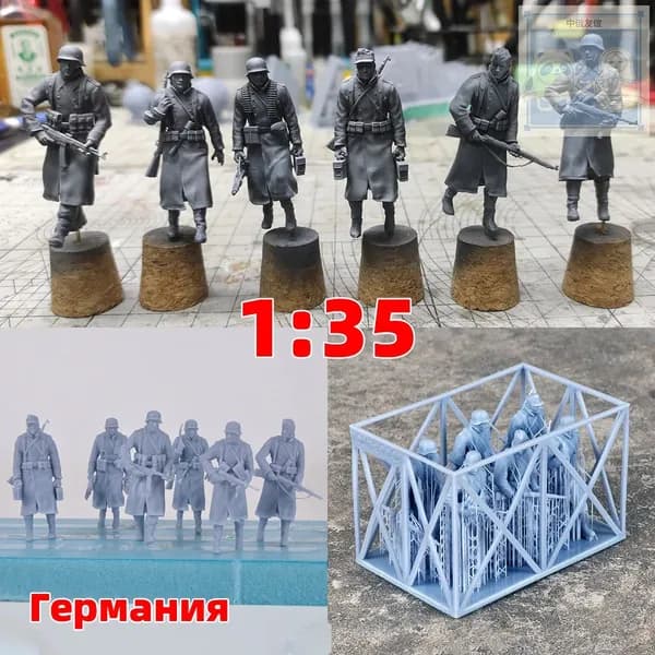 3Dпечать, фигурки солдат из смолы, немецкие модельнаборы, масштаб 135, неокрашенные, требуют самостоятельной сборки