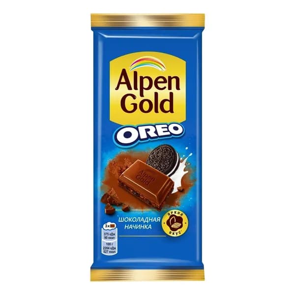 Шоколад Alpen Gold Oreo молочный с шоколадом и печеньем 85 г