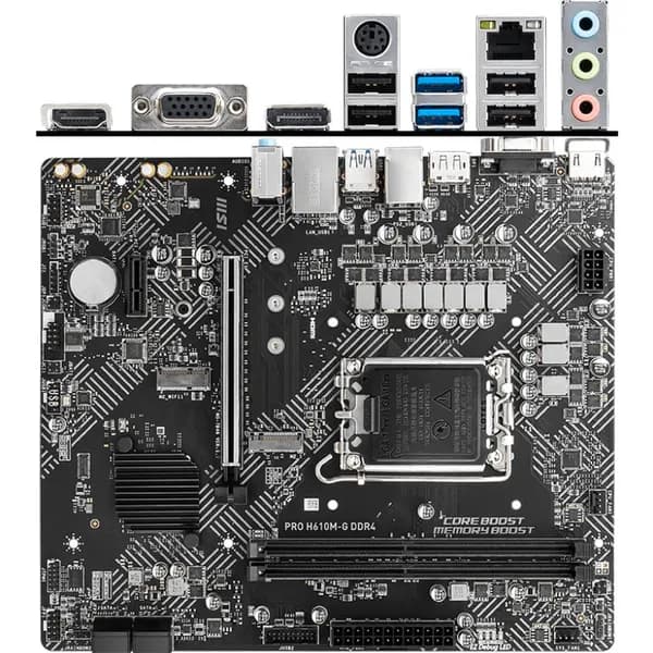 Материнская плата MSI Pro H610M-G DDR4 H610 Socket-1700 2xDDR4, 4xSATA3, 1xM.2, 1xPCI-E16x, 2xUSB3.2, D-Sub, DP, HDMI, Glan, mATX