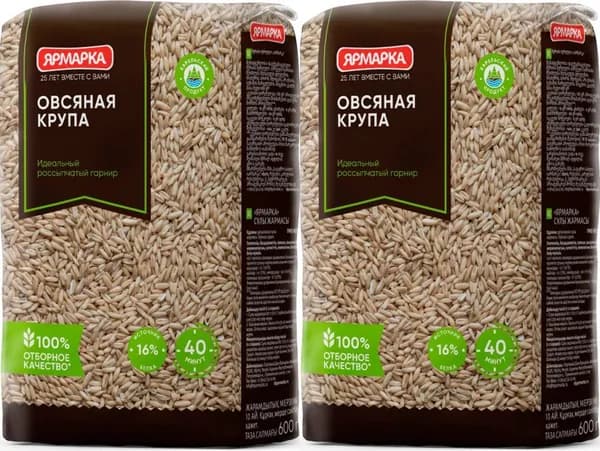 Ярмарка Овсяная крупа, 600 г, 2 шт